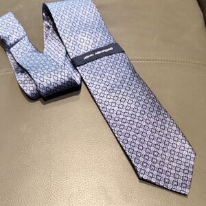 John Ashford Geometric Blue Silk Tie NEW WITH TAGS